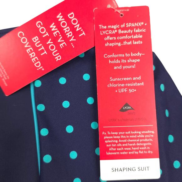 Spanx Shaping Flirty Bikini Swim Bottom Womens 8 Skirted Polka Dot UPF 50 - Picture 9 of 11